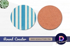 Blue and white striped textured Round Coaster PNG Product Image 1