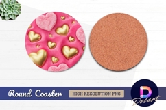 Hearts on pink fluffy texture seamless Round Coaster PNG Product Image 1