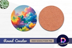 Colorful clouds sky background with Round Coaster PNG Product Image 1
