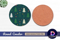 Christmas tree holiday seamless Round Coaster PNG Product Image 1