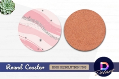 Pink waves with glitter and stars Round Coaster PNG Product Image 1