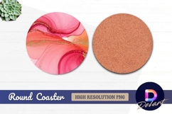 Pink ink swirl with gold glitter accents Round Coaster PNG Product Image 1