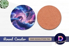 Dreamy celestial clouds with stars Round Coaster PNG Product Image 1