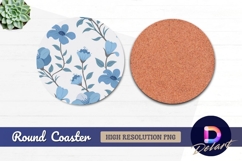 Blue floral pattern for design round coaster png Product Image 1