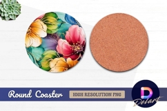 Elegant watercolor floral pattern for Round Coaster Png Product Image 1