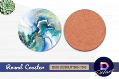 Abstract watercolor painting blue Round Coaster PNG Product Image 1