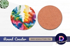 Vibrant watercolor painting round coaster png design Product Image 1