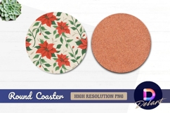Red poinsettia flowers Round Coaster PNG Product Image 1