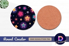Colorful starry night Round Coaster PNG Product Image 1