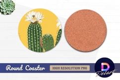 Blooming cactus desert plant round coaster png Product Image 1