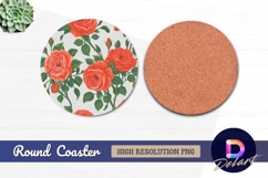 Vintage red roses vector Round Coaster PNG Product Image 1