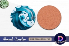 Abstract blue paint splash round coaster png Product Image 1