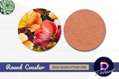 Watercolor floral pattern round coaster png Product Image 1