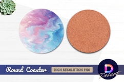 Pink blue marble Round Coaster PNG Design Product Image 1
