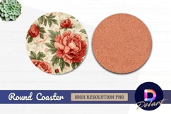 Floral peony Round Coaster PNG Design Product Image 1