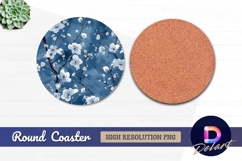 Blue sakura flowers Round Coaster PNG Design Product Image 1