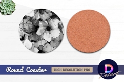Cavalier king charles puppies with floral Round Coaster PNG Product Image 1