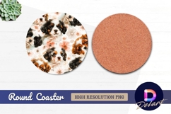 Grapefruit slices and leaves Round Coaster PNG Design Product Image 1