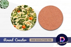 Artistic orange tree foliage Round Coaster PNG Design Product Image 1