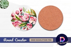 Watercolor blossom branch for Round Coaster PNG Product Image 1