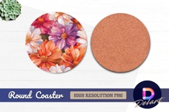 Colorful dahlia floral Round Coaster PNG Design Product Image 1