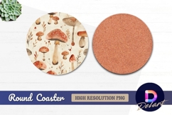 Watercolor mushroom Round Coaster PNG Design Product Image 1