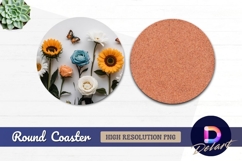 Floral arrangement with butterflies Round Coaster PNG Product Image 1