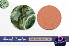 Green and gold agate Round Coaster PNG Product Image 1