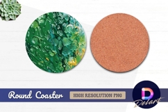 Green yellow abstract paint Round Coaster PNG Product Image 1
