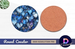 Blue heart stained glass Round Coaster PNG Product Image 1