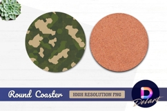 Military geometric camouflage seamless Round Coaster PNG Product Image 1