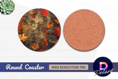 Autumn maple leaves on Round Coaster PNG Product Image 1