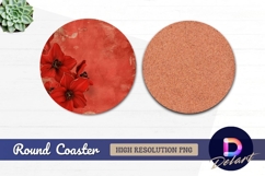 Red floral grunge texture Round Coaster PNG Product Image 1