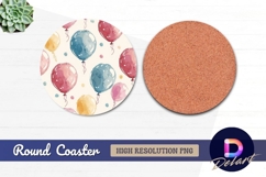 Watercolor balloons pattern for Round Coaster PNG Product Image 1