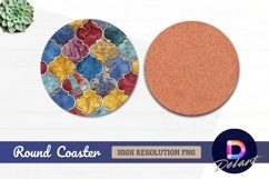 Cracked colorful tile round coaster texture png Product Image 1