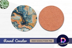 Abstract round coaster with gold and Round Coaster PNG Product Image 1