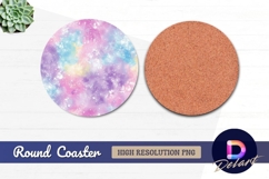 Pastel watercolor galaxy Round Coaster PNG Product Image 1