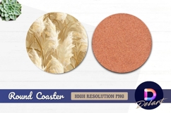 Pampas grass elegant beige Round Coaster PNG Product Image 1