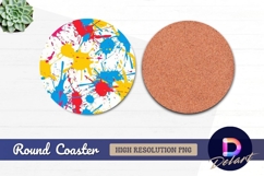 Colorful ink splatter Round Coaster PNG Product Image 1