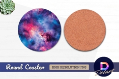 Vibrant cosmic nebula Round Coaster PNG Product Image 1
