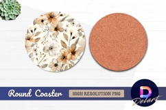 Watercolor floral Round Coaster PNG Product Image 1
