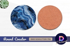 Abstract blue agate texture round coaster png Product Image 1
