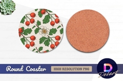 Seamless hawthorn pattern Round Coaster PNG Product Image 1