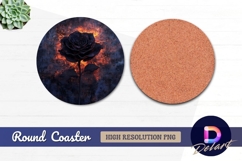 Dark rose on fire Round Coaster PNG Product Image 1