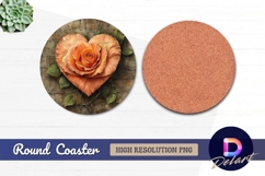 Heart shaped rose with brick background Round Coaster PNG Product Image 1