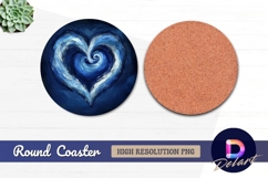 Abstract blue heart Round Coaster PNG Product Image 1