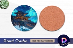 Korean temple seaside Round Coaster PNG Product Image 1