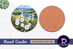 Floral landscape Round Coaster PNG Product Image 1