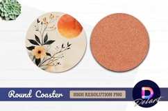 Floral watercolor sunset Round Coaster PNG Product Image 1