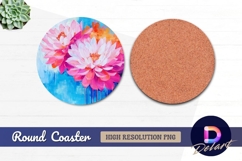 Pink floral painting round coaster png design Product Image 1